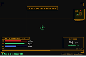 design clean game UI, huds, and menu screens for your project