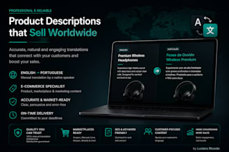 translate product listings and documents between english and portuguese