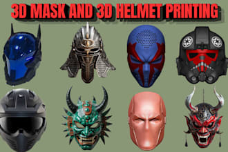 sculpt 3d mask 3d helmet 3d cosplay mask halloween, oni mask 3d resin printing