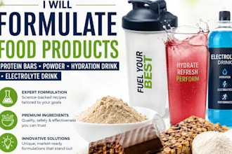 formulate food product, protein bars, hydration drink