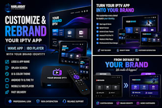 rebrand and develop iptv app tivimate wave app ott streaming app for your brand