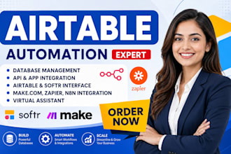 be airtable automation expert, setup airtable database, interface, softr webapp