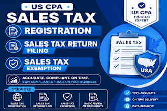 do US CPA sales tax registration, sales tax return filing, sales tax exemption