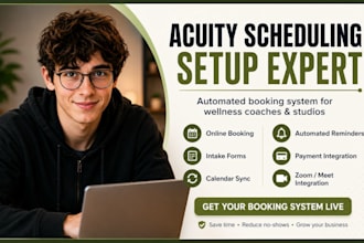 setup acuity scheduling, intake forms, calendar sync for wellness coaches