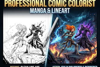 digital coloring for your manga pages, comic book art and illustration lineart