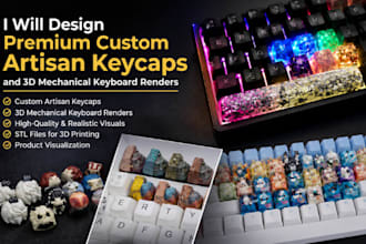 design premium custom artisan keycaps and 3d mechanical keyboard renders