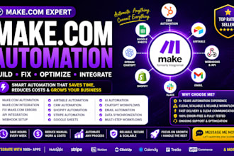 build make com automation, API integration, webhook and ai workflows