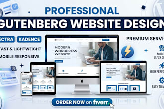 design gutenberg wordpress website using spectra, gutenberg blocks, kadence