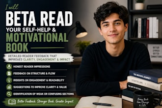 beta read your self help motivational book and provide detailed reader feedback