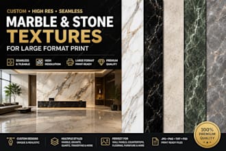 create custom, high res seamless marble, stone textures for large format print