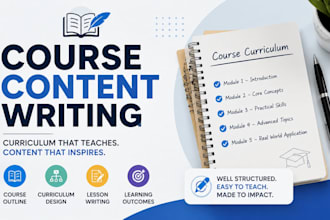 write course content, course upload and design course curriculum