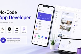 build no code app using adalo, glide, bubble or flutterflow, mvp app development