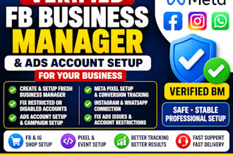 setup verified facebook bm fix fb busniess manager verified bm and ads account