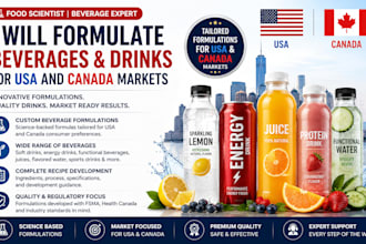 formulate beverages and drinks for USA and canada markets