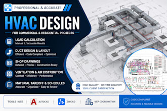 provide hvac design, load calculation, duct design, and shop drawings
