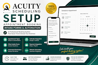setup acuity scheduling, appointment booking and client intake forms
