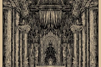create dark, gothic, atmospheric, black metal illustration