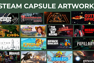 design steam capsule art, game key art, steam store assets and banners