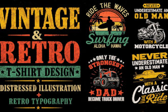 design vintage retro distressed tshirts for merch by amazon and etsy