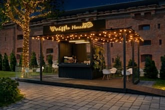 design and visualize 3d commercial kiosk, cafe or pavilion