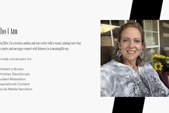 record a warm, soothing american female voice over