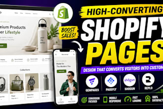design shopify gempages, pagefly, shogun, replo landing page