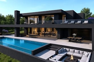do landscape design, backyard, frontyard, pool, patio, garden and 3d rendering
