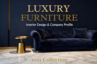 design a luxury furniture catalog, interior design brochure and company profile