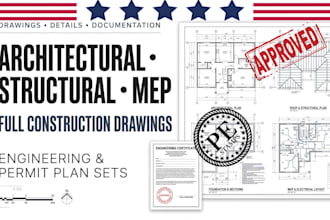 draw and stamp permit ready architectural structural and mep engineering drawing