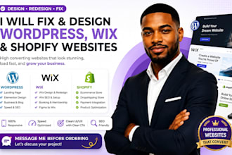 fix wordpress website landing page design wix website redesign shopify website