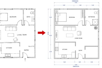 convert hand sketch to autocad floor plans cad drafting and blueprint redraw