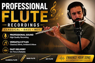 record classical flute, bass flute or ney flute for your song