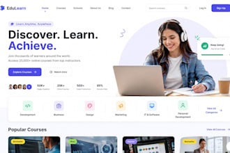 design a modern educational website for online courses, schools and elearning