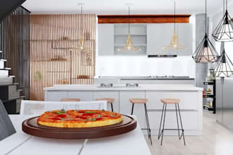 do kitchen interior design or bathroom 3d model with home interior rendering