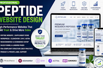 build a peptide website redesign wordpress, landing pages for peptitde