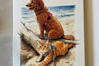 custom watercolor or acrylic pet portrait painting from your photo