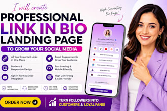 create a professional link in bio landing page to grow your social media
