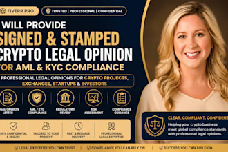 provide signed and stamped legal opinion for crypto, aml and kyc compliance