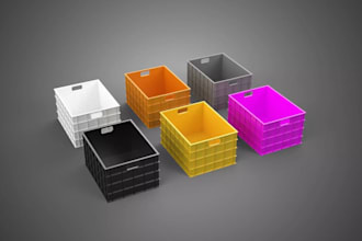 design plastic product, injection molding parts, crates, containers, storage bin