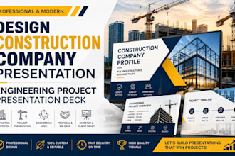 design construction company presentation, egineering project presentation deck