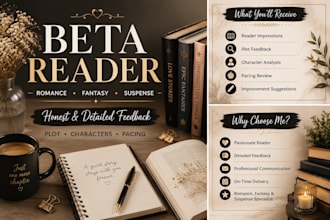 romance, fantasy and suspense beta reader
