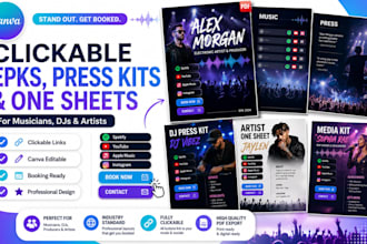 design clickable epk, artist press kit, dj epk and one sheet