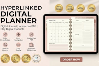 design hyperlinked planner digital product digital journal digital planner