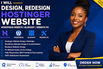 hostinger website design, wordpress website fix website issues bluehoste site