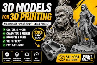 create 3d printable model, sculpt and design 3d models for 3d printing stl file