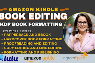 book edit, proofread kdp ebook formatting, fiction or non fiction book editor