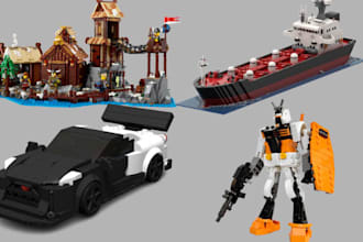 do 3d lego design, lego set, moc, lego technic cars, bike, ship with instruction