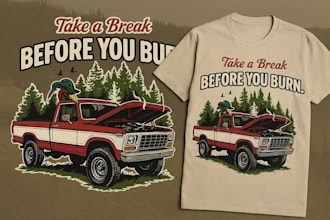 create vintage outdoors illustration for t shirt design