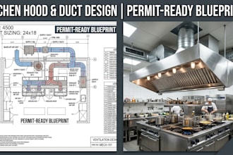 kitchen ventilation hood and restaurant permit drawings
