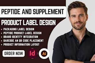 design product label, peptide label design, vial label, supplement label design